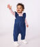 Salopette bébé en jean élasthanne à volants et jambes longues bleu DENIM MOYEN
