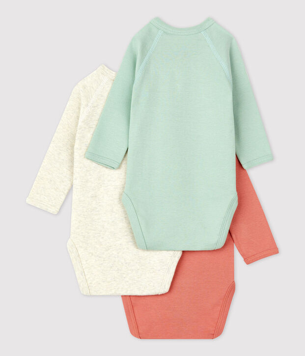 Lot de 3 bodies b&eacute;b&eacute; en coton biologique multicouleur