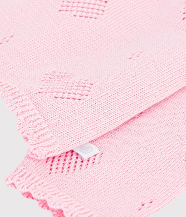 Cardigan b&eacute;b&eacute; en coton &agrave; motifs c&oelig;urs rose clair