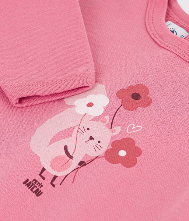 Katoenen sweatshirt met diertjesprint voor baby's roze