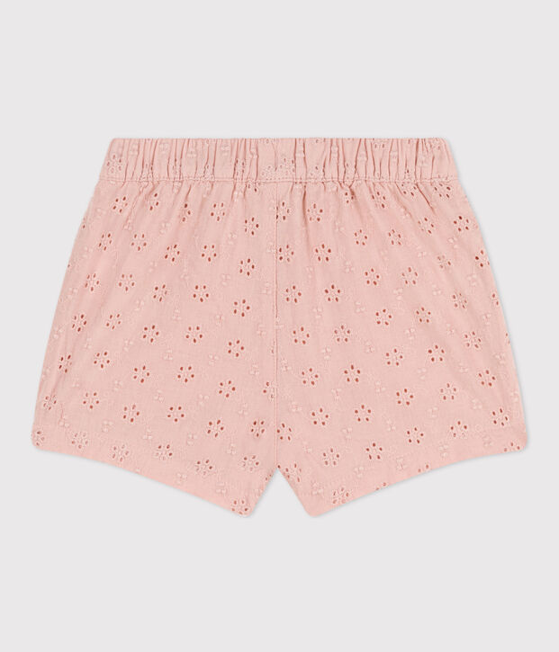 Short met Engels borduurwerk voor baby's roze