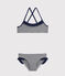 Maillot de bain  enfant fille bleu ABYSSE/blanc LAIT