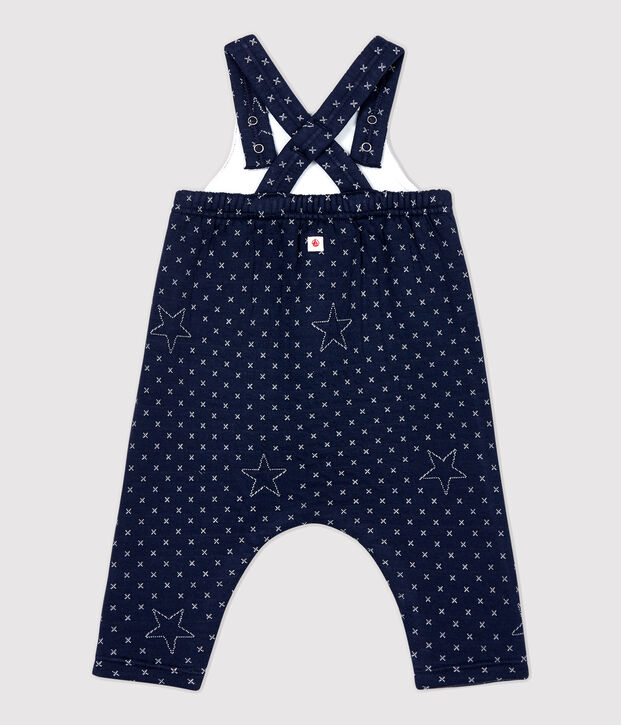Salopette b&eacute;b&eacute; matelass&eacute;e motifs &eacute;toiles en coton biologique bleu marine