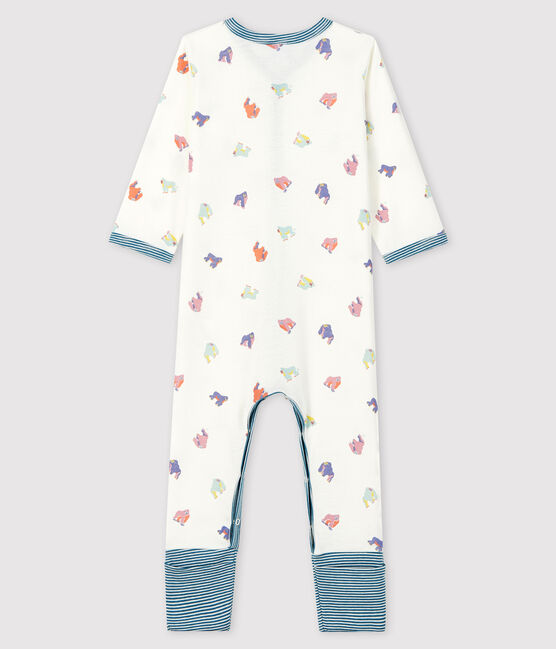 Dors-bien sans pieds à imprimé gorilles bébé en côte blanc MARSHMALLOW/blanc MULTICO