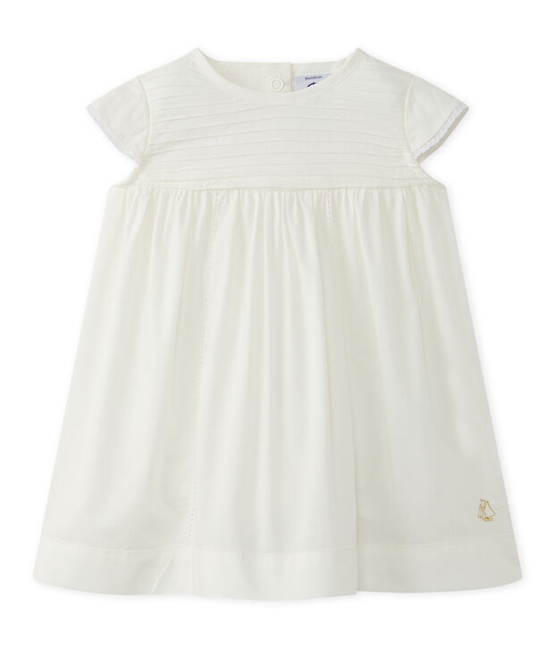 Robe b&eacute;b&eacute; fille en popeline blanc