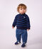 Katoenen babysweatshirt met streepjes en polokraag blauw/multicouleur