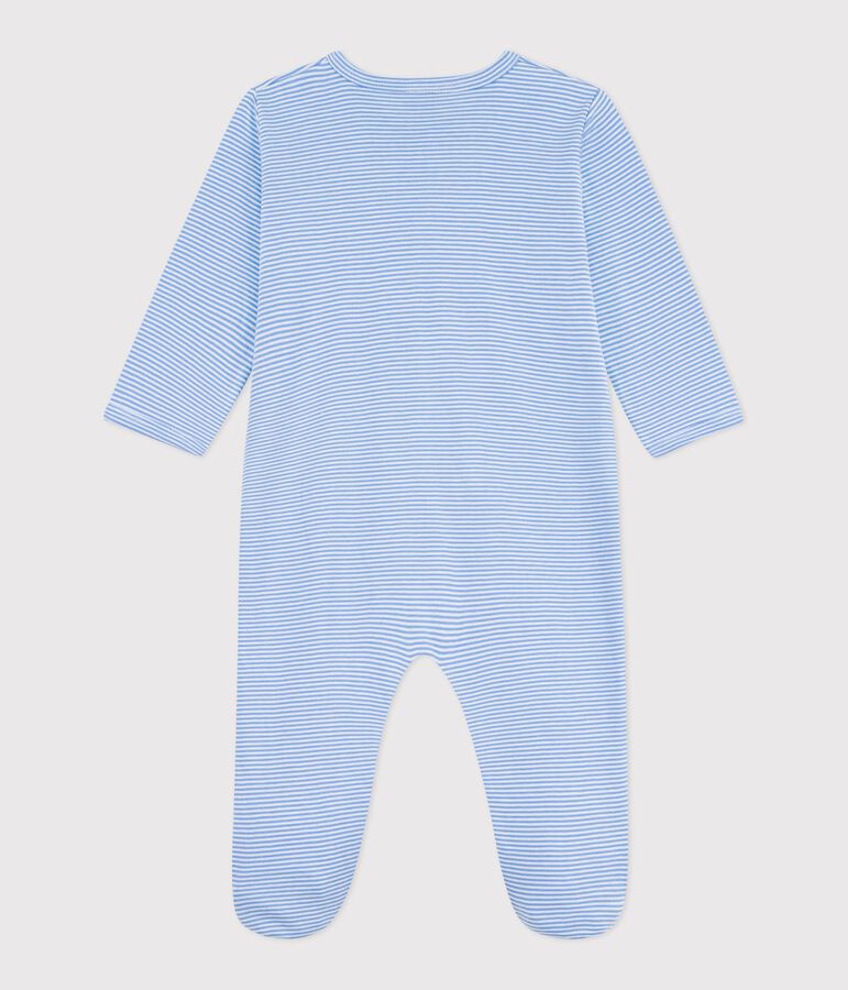 Pyjama b&eacute;b&eacute; en coton imprim&eacute; &agrave; rayures bleu/blanc