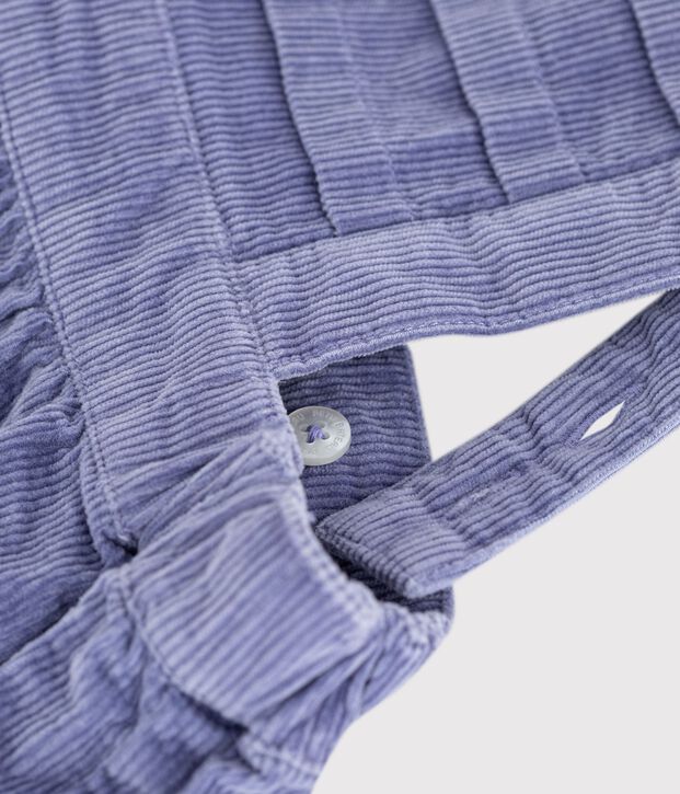 Mouwloos babyjurkje van effen corduroy purper