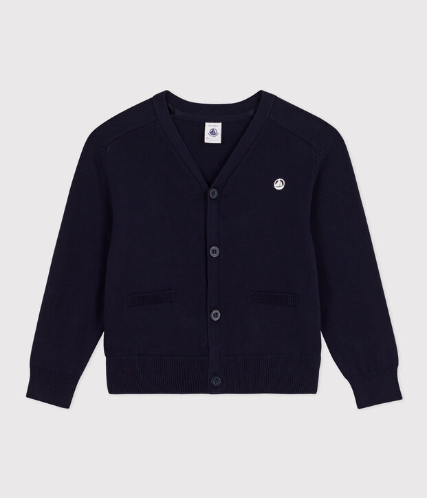 Cardigan en coton enfant gar&ccedil;on bleu marine