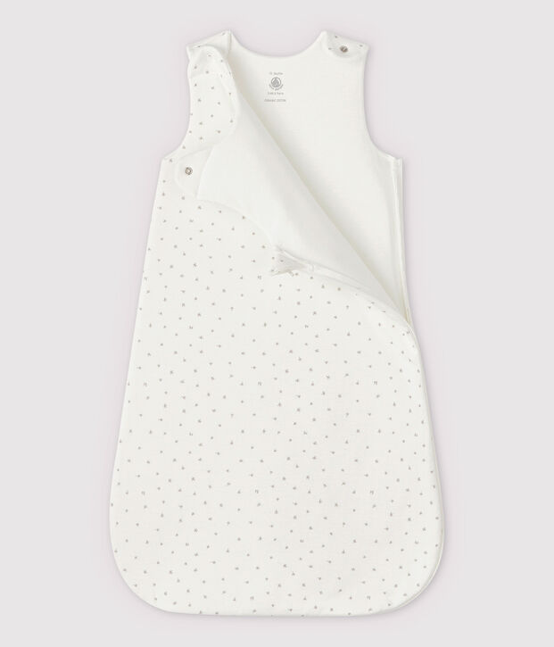 Gigoteuse blanche b&eacute;b&eacute; en tubique en coton biologique blanc/multicouleur