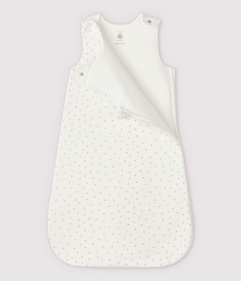 Gigoteuse blanche b&eacute;b&eacute; en tubique en coton biologique blanc MARSHMALLOW/blanc MULTICO