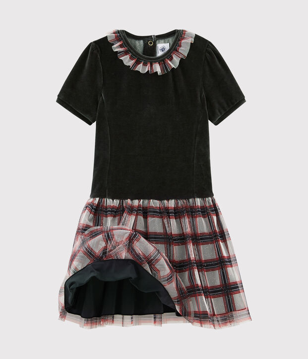 Robes manches courtes enfant fille noir/multicouleur