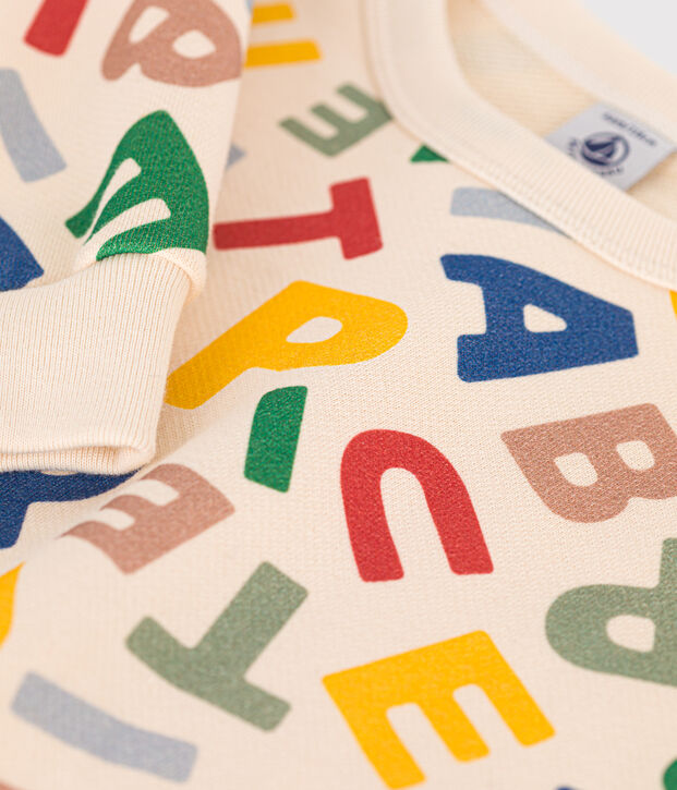 Fleece sweatshirt voor jongens ecru/multicouleur