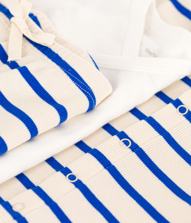 Setje met marinestrepen uit katoen voor baby's ecru/blauw