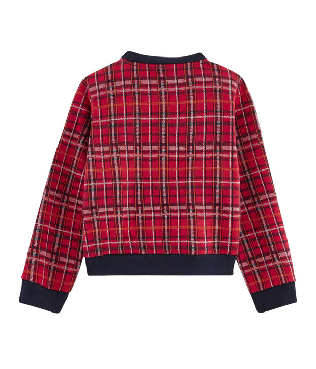 Teddy en maille tartan enfant fille rouge/multicouleur