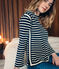 gestreept marinetruitje in zware jersey voor dames blauw SMOKING/beige COQUILLE