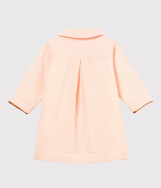 Gestreepte mantel voor babymeisjes wit MARSHMALLOW/roze ROSAKO