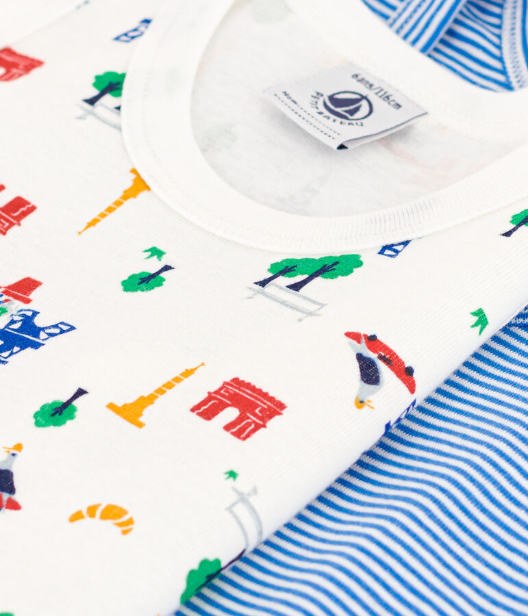 Setje met 2 katoenen hemdjes met Parijs-print voor kinderen variante 1