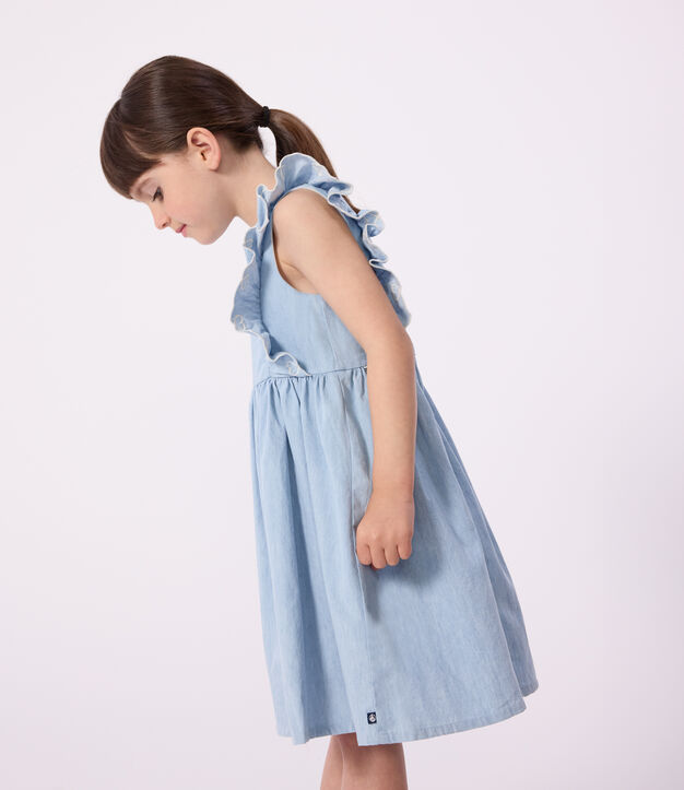Robe sans manches enfant en coton bleu