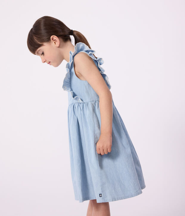 Robe sans manches enfant en coton bleu