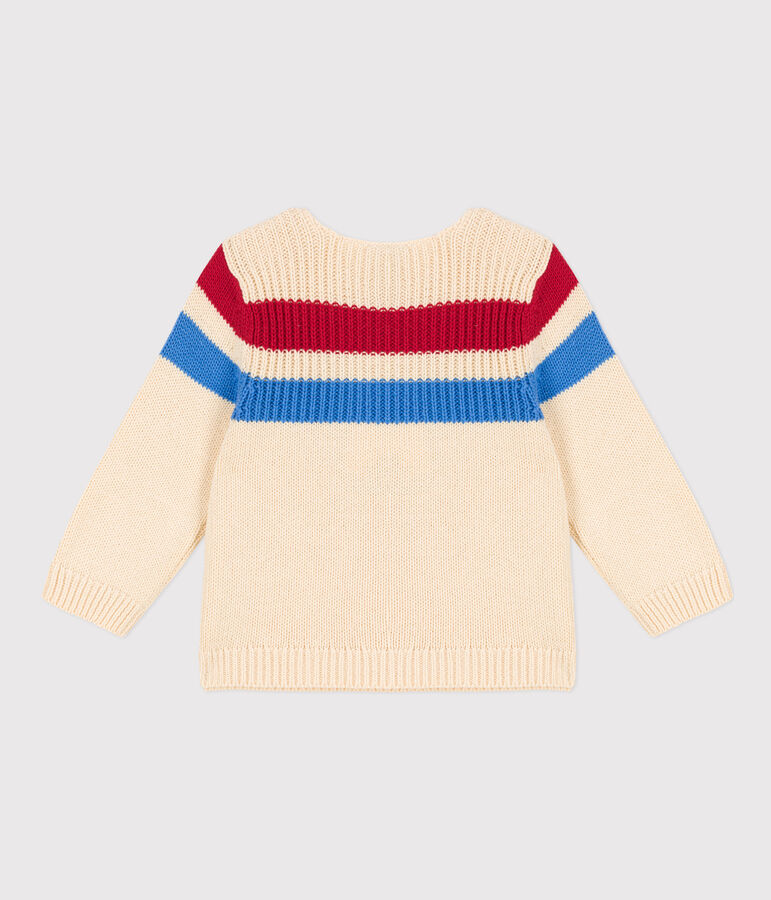 Pull b&eacute;b&eacute; en tricot de coton ray&eacute; &eacute;cru/multicouleur