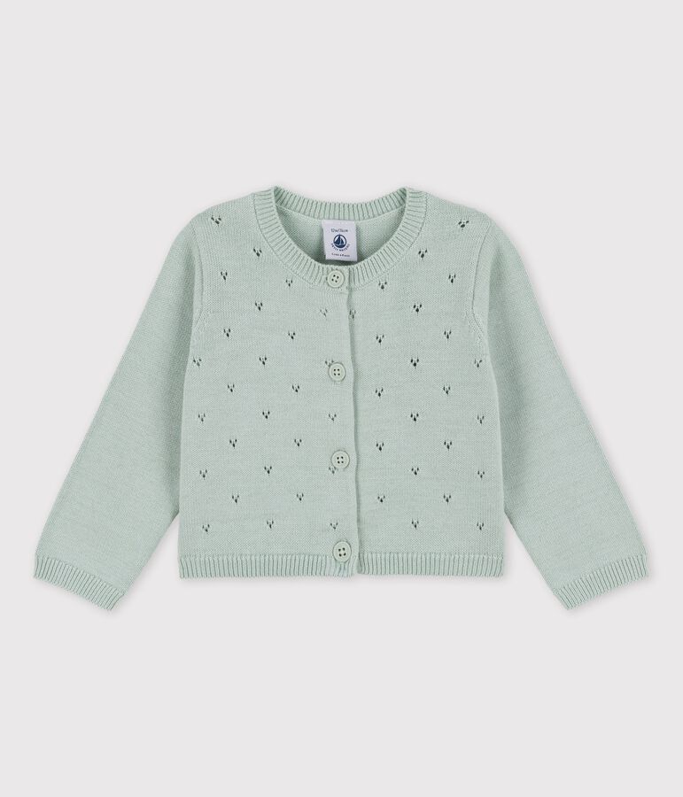 Cardigan en tricot raffin&eacute; b&eacute;b&eacute; vert HERBIER