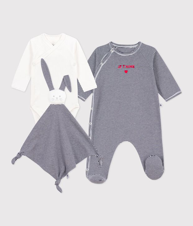 Babygeschenkset met gestreepte katoenen items multicouleur