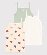 Lot de 3 chemises à bretelles cœur en coton enfant variante 1