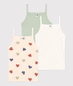 Set van 3 katoenen hemdjes met bandjes en hartmotiefje voor kinderen variante 1