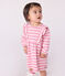 Gestreepte katoenen babyjurkje met lange mouw roze BOUDOIR/ MILK
