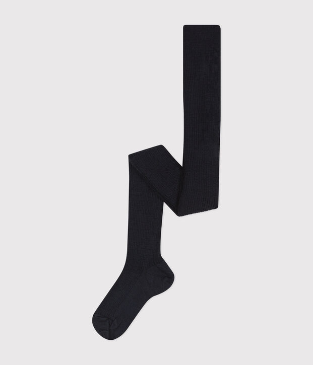 Collant en laine enfant bleu marine