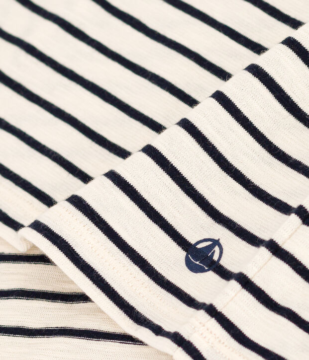 Le Droit, gestreept katoenen T-shirt met ronde hals voor dames ecru/blauw