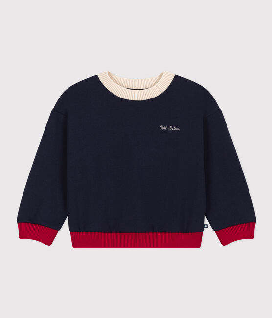 Sweatshirt bedrukt in fleece voor jongens en meisjes blauw SMOKING