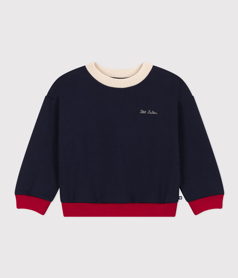 Sweatshirt imprim&eacute; en molleton enfant fille / gar&ccedil;on bleu