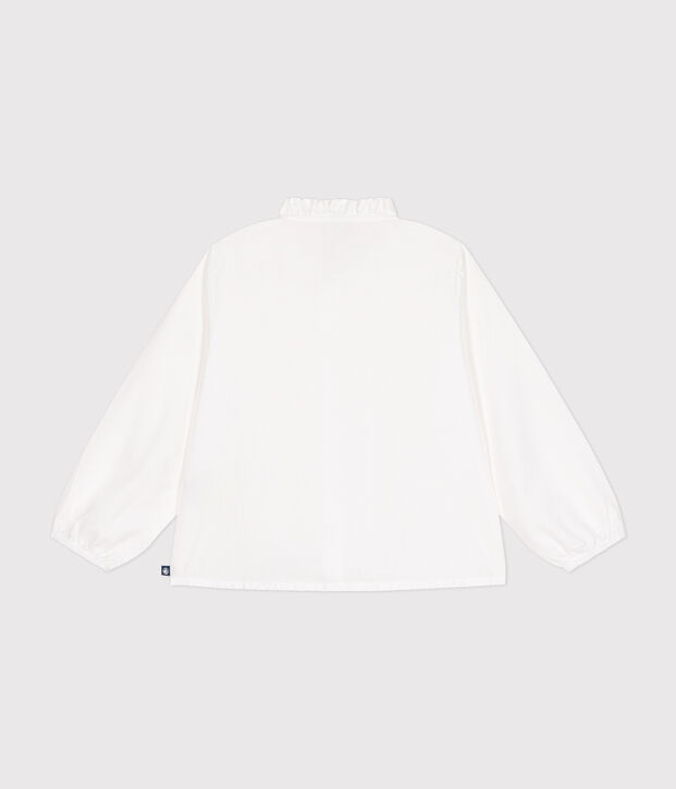 Blouse manches longues en toile enfant fille blanc