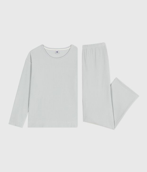 Effen fluwelen damespyjama met rechte pijp blauw
