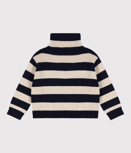 Pull en tricot de laine et coton enfant garçon bleu SMOKING/ AVALANCHE