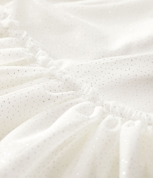 Robe c&eacute;r&eacute;monie en tulle enfant fille blanc/gris