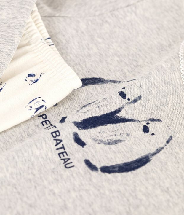 Pyjama enfant en coton imprim&eacute; pingouin gris/multicouleur