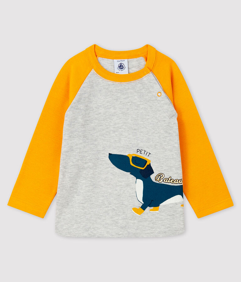 T-shirt baby jongen grijs BELUGA/geel BOUDOR