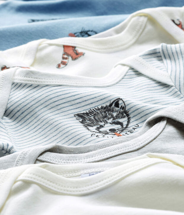 Lot de 5 bodies manches longues b&eacute;b&eacute; gar&ccedil;on multicouleur