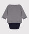 Body-T-shirt voor baby's in katoen blauw SMOKING/wit MARSHMALLOW