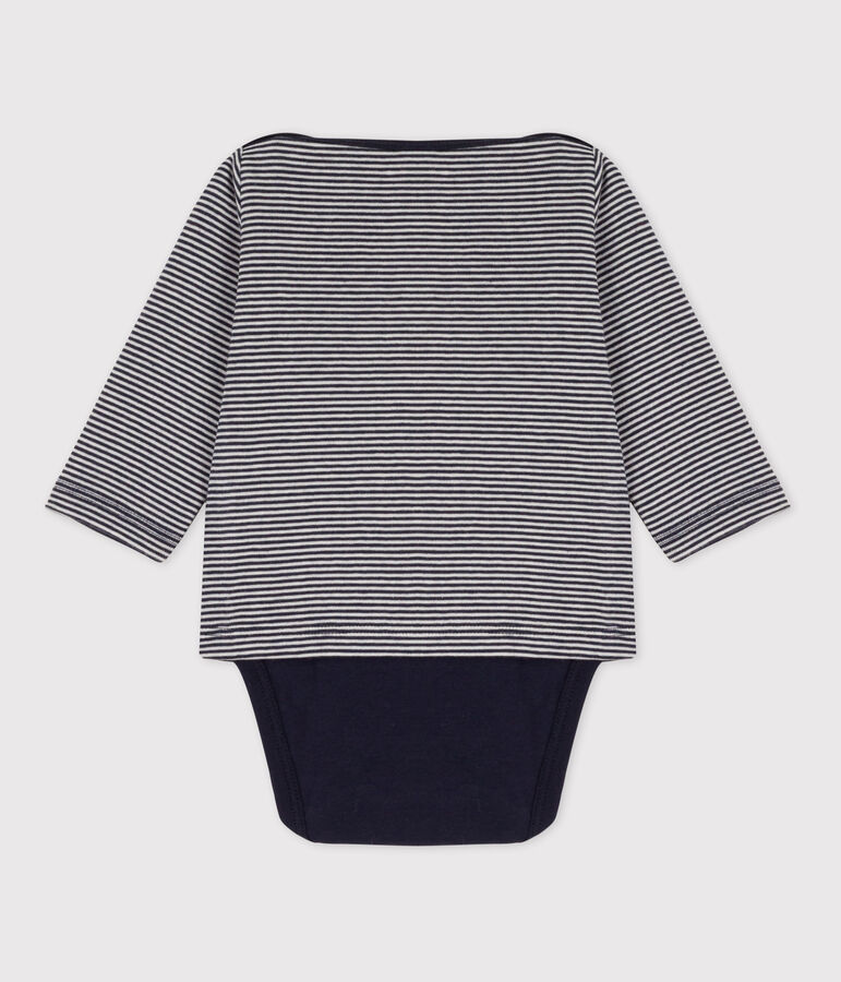 Body-T-shirt voor baby's in katoen blauw/wit