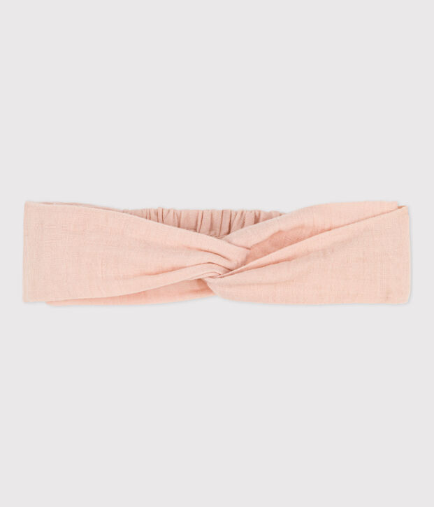 Bandeau rose en gaze de coton b&eacute;b&eacute; rose