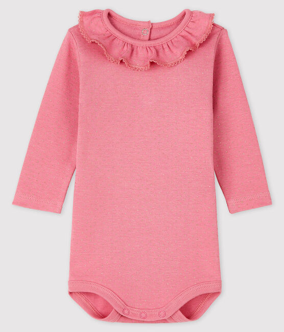 Body manches longues bébé fille rose CHEEK/jaune DORE