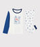 Jongenspyjama van ribtricot met "Paris" motief wit MARSHMALLOW/blauw BLEU/ MULTICO