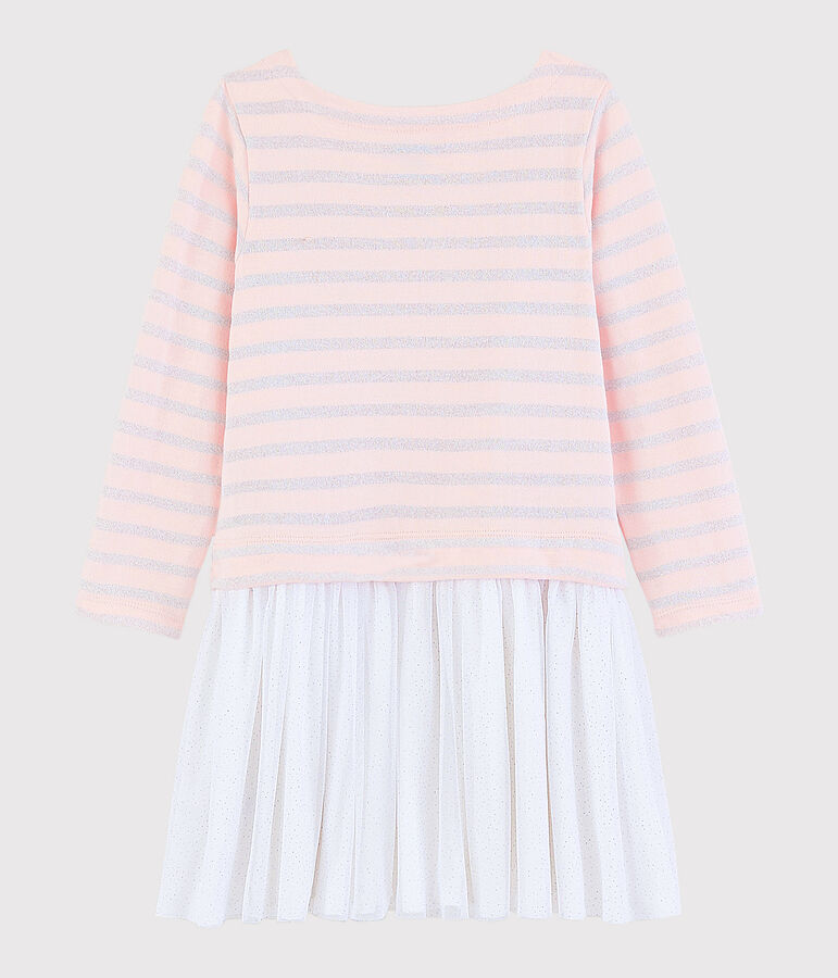 Robe manches longues enfant fille rose/gris