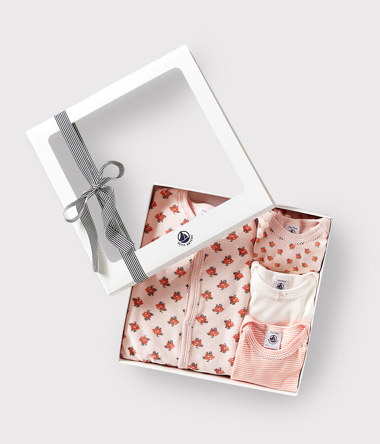 Setje met 1 babypyjama en 3 body's met bloemenprint multicouleur