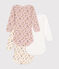 Set van 3 katoenen babybody's met lange mouwen met bloemenprint variante 1