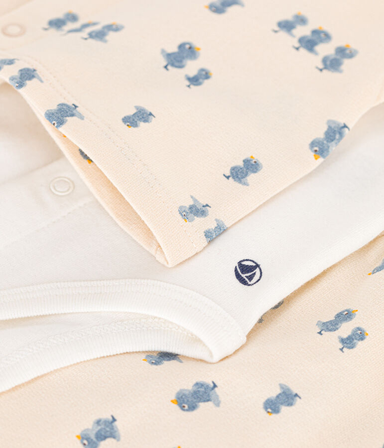 Driedelig babysetje van fleece ecru/multicouleur